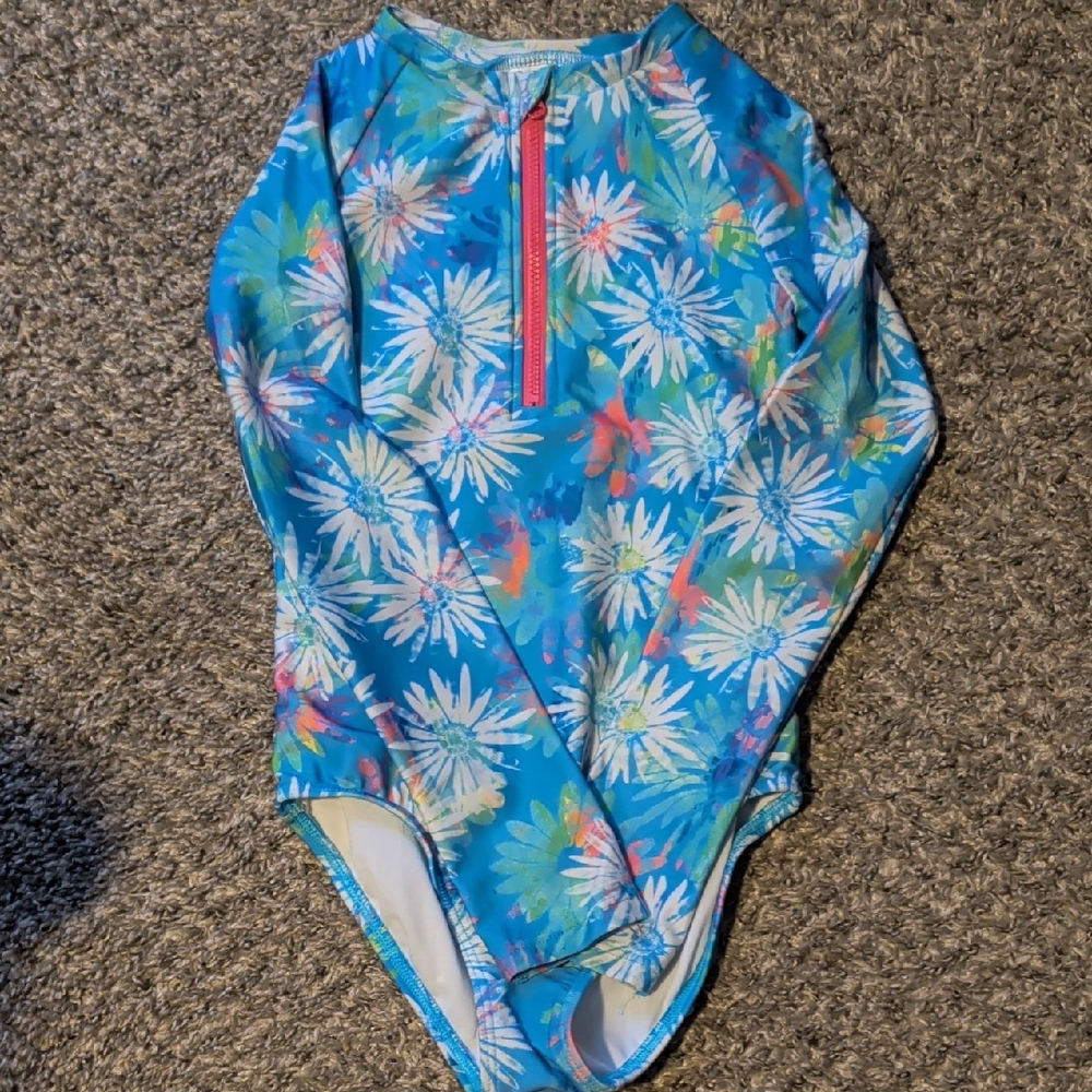 Cat & Jack Blue Floral Kids Rashguard